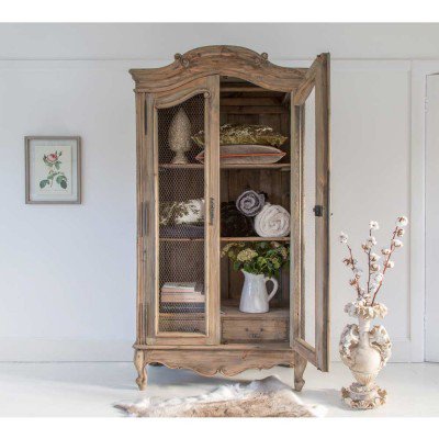 Chateauneuf Rustic Wire Fronted French Armoire