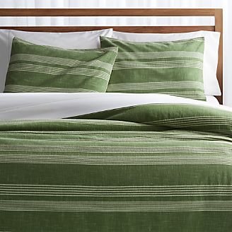 Monterey Green Striped Duvet Covers and Pillow Shams