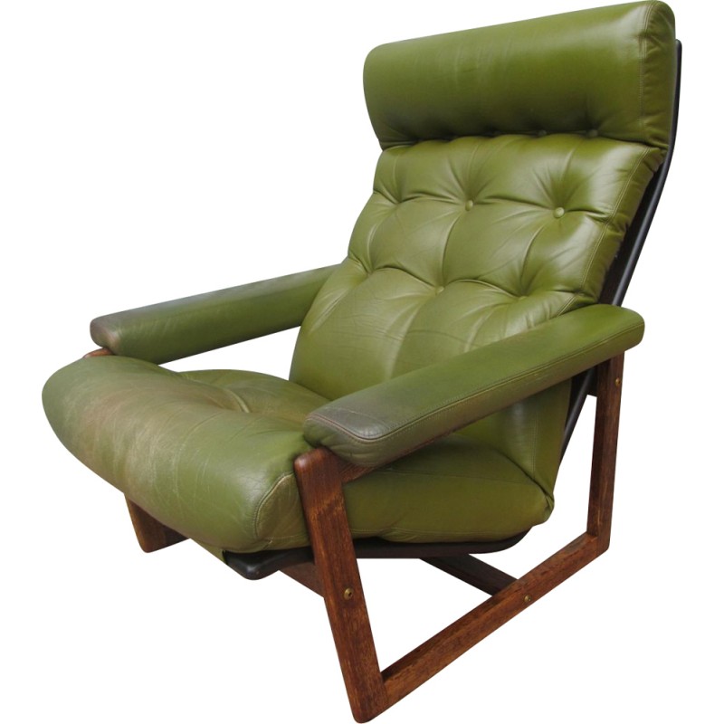 Spectrum wengé and green leather armchair - 1960s