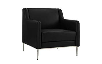 Modern Living Room Leather Armchair, Accent Chair (Black)