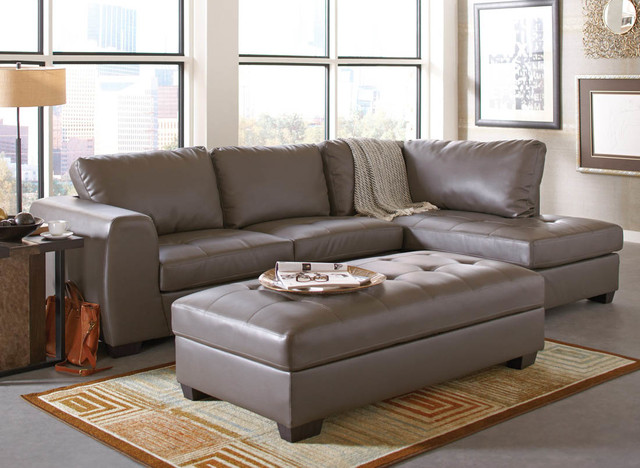 Joaquin Grey Leather Sectional