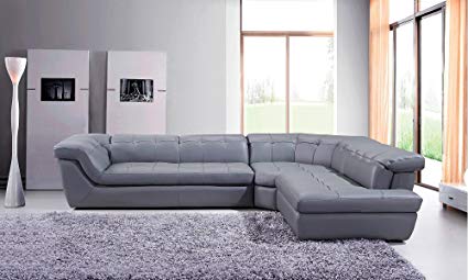 Image Unavailable. Image not available for. Color: 397 Modern Grey Italian Leather  Sectional Sofa