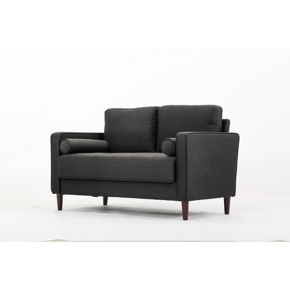 Lifestyle Solutions Lillith Mid Century Modern Loveseat with Tufted Seating  in Heather Grey