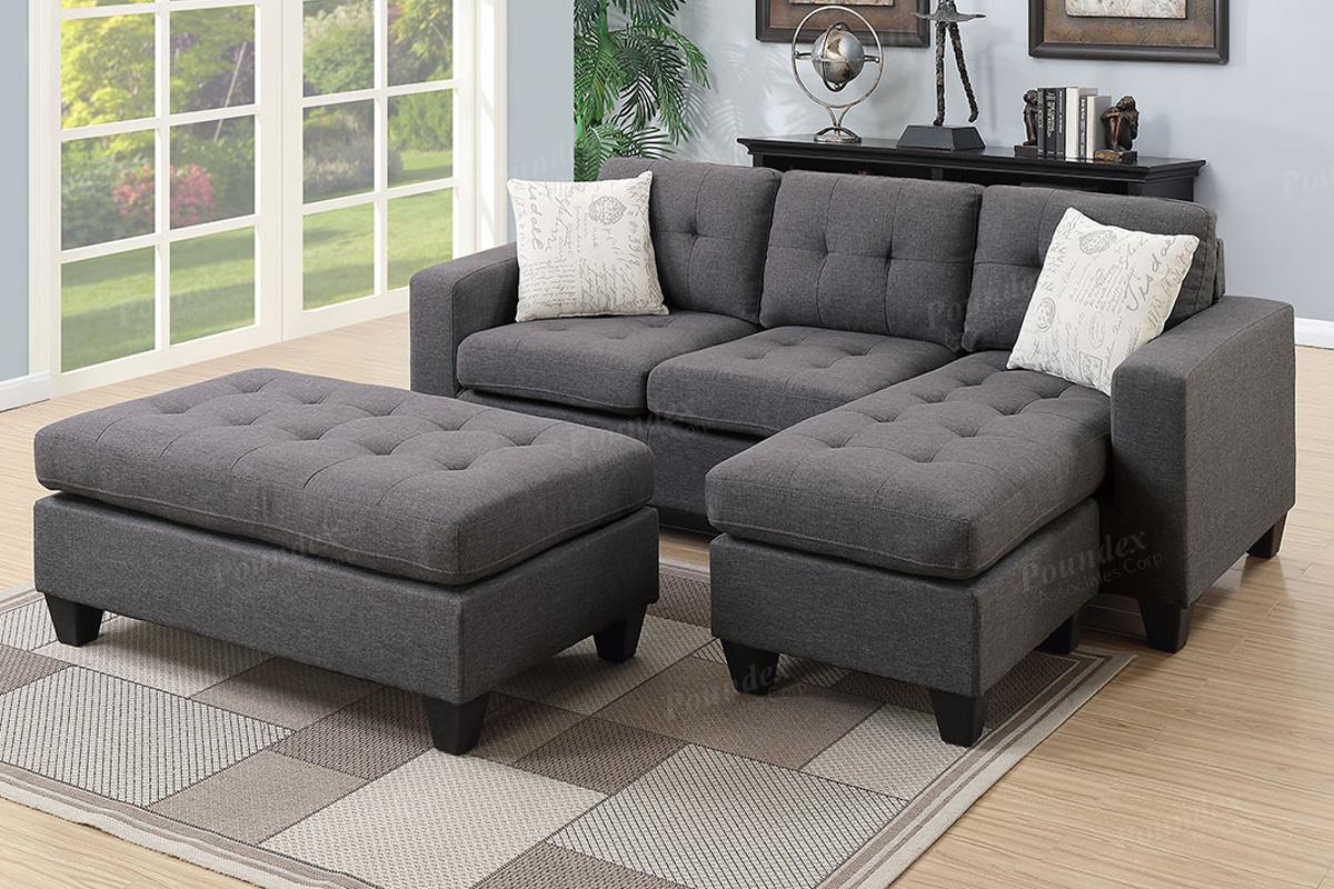 Grey Fabric Sectional Sofa - Steal-A-Sofa Furniture Outlet Los Angeles CA