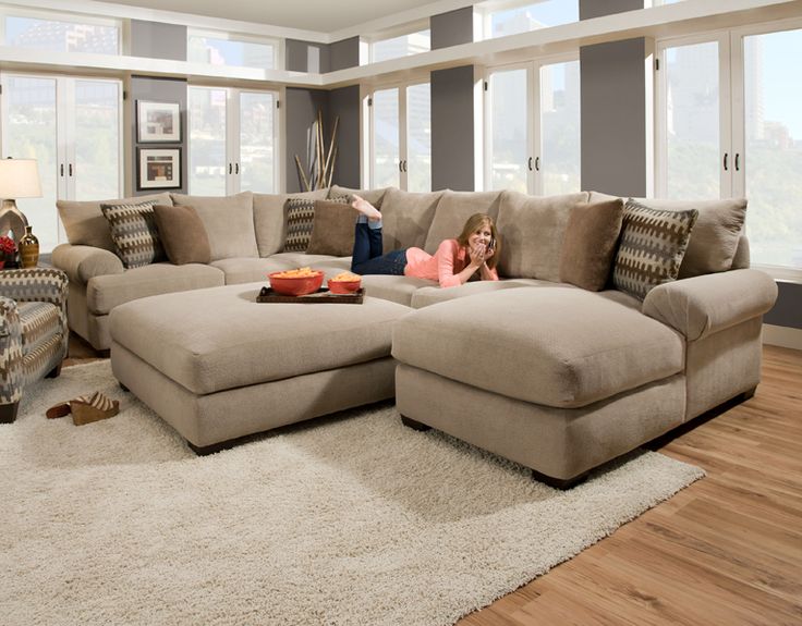 Massive sectional featuring an extra deep seat with crowned cushions