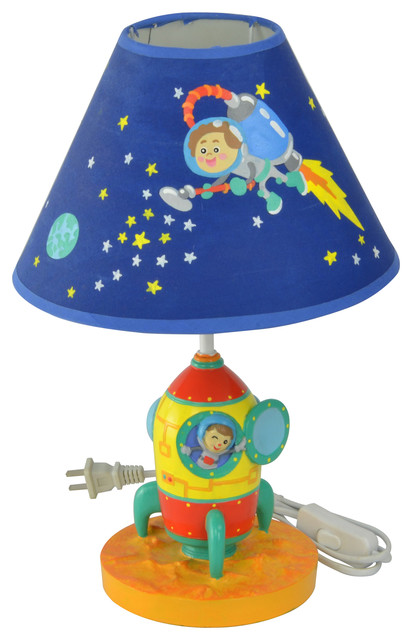 Outer Space Kids Hand-Painted Table Lamp