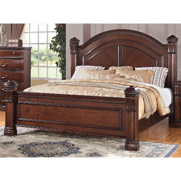 Traditional Dark Cherry King Size Bed - Isabella