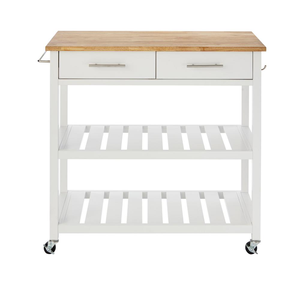 StyleWell Glenville White Double Kitchen Cart