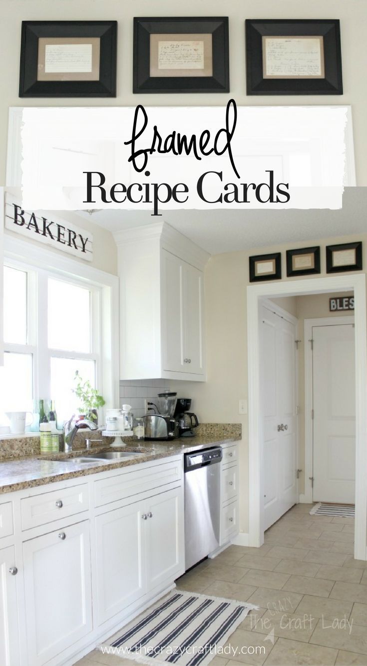 Framed Recipe Cards - display favorite family recipes for sentimental kitchen  wall decor