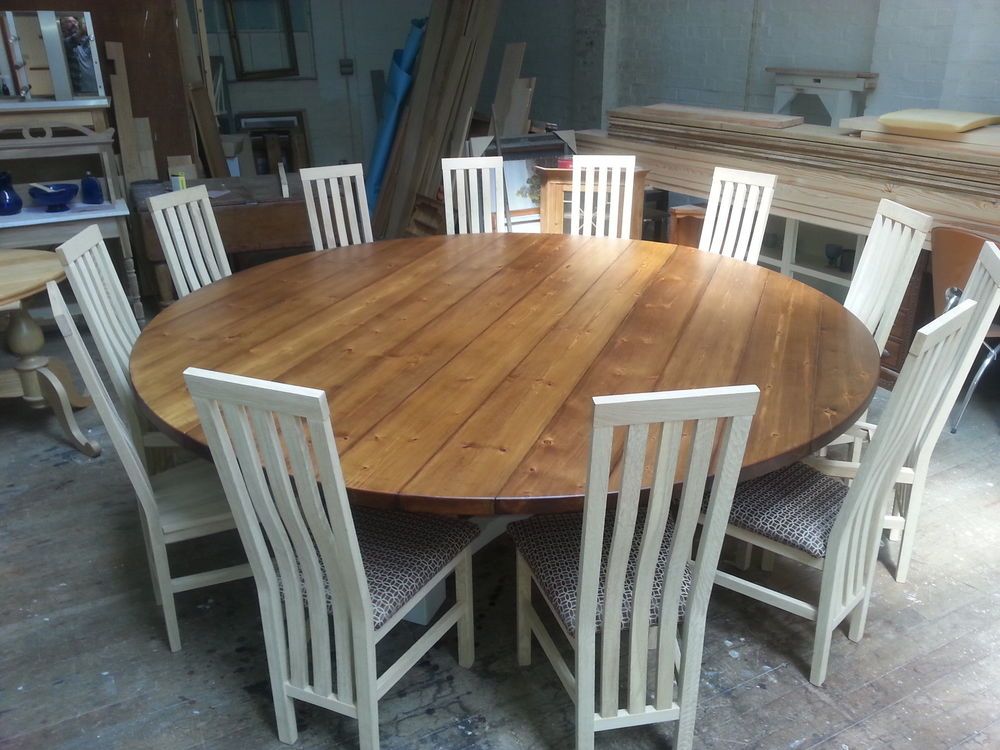 8,10,12, 14 seater Large Round Hoop Base Dining Table, Bespoke Chunky 44mm  Top
