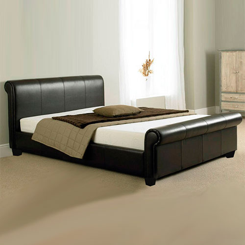 Troy Leather Sleigh Bed -0