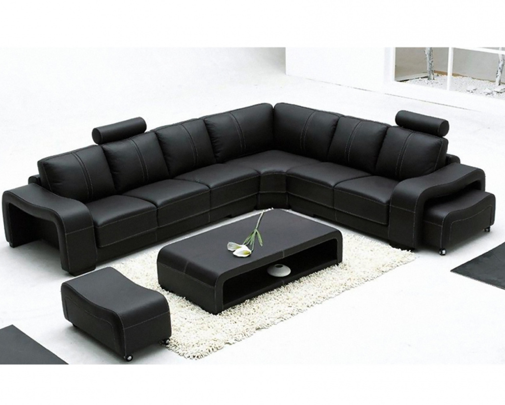 Palermo Italian Modular Corner Sofa - Black Leather