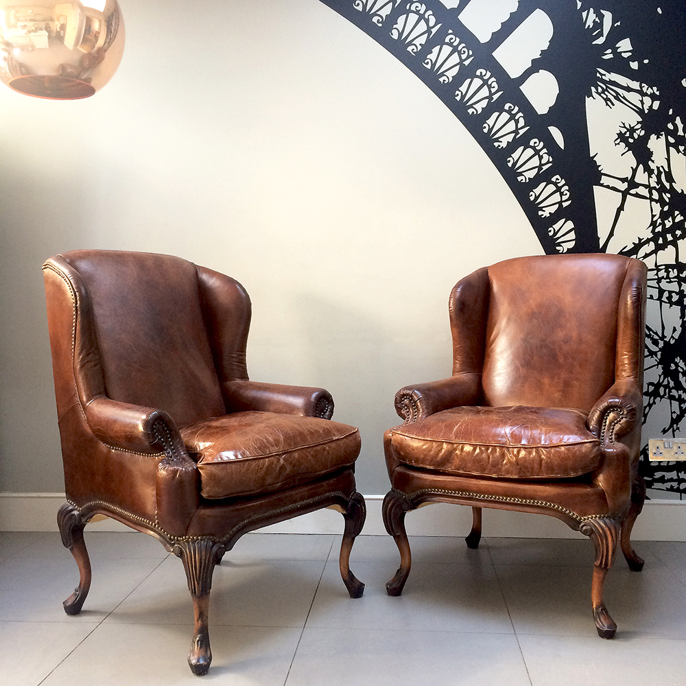 Brown leather club chairs|club chairs|leather club chairs| armchairs|vintage  leather