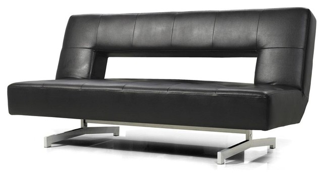 Black Eco-Leather Sofa Bed - Modern - Futons - by New York Furniture  Outlets, Inc.