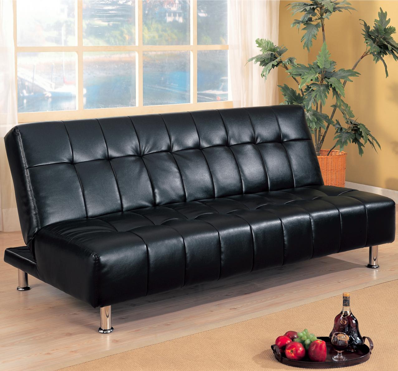 Armless-faux-leather-futon-sofa-bed