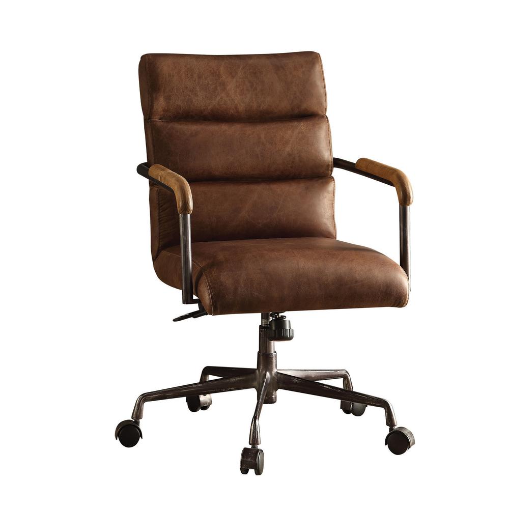 ACME Furniture Harith Retro Brown Top Grain Leather Office Chair