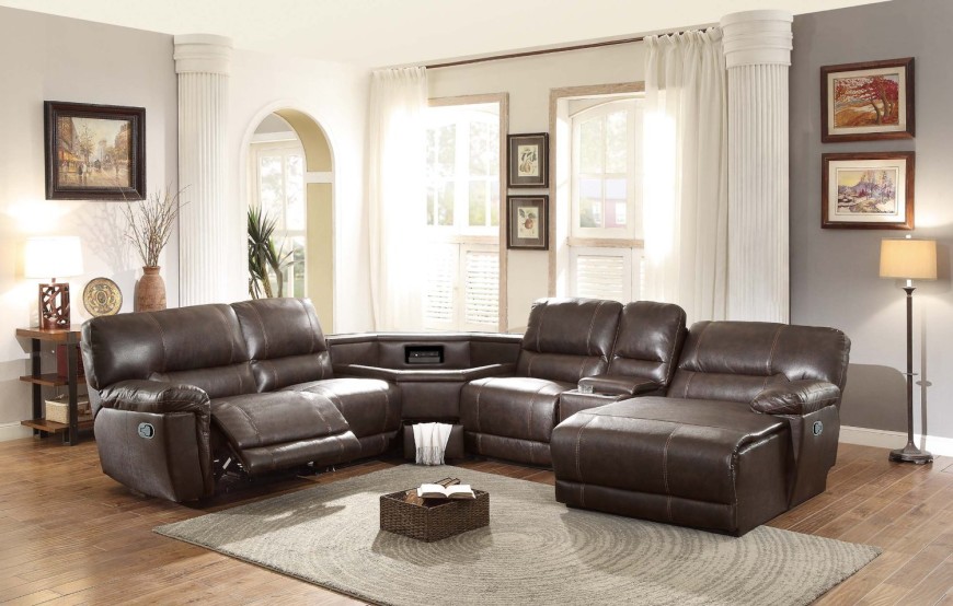 8brown-recliner-sectional-with-table-console-in-center