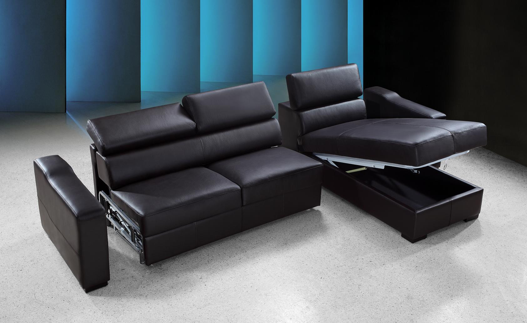 Your bookmark products. Flip Reversible Espresso Leather Sectional Sofa Bed