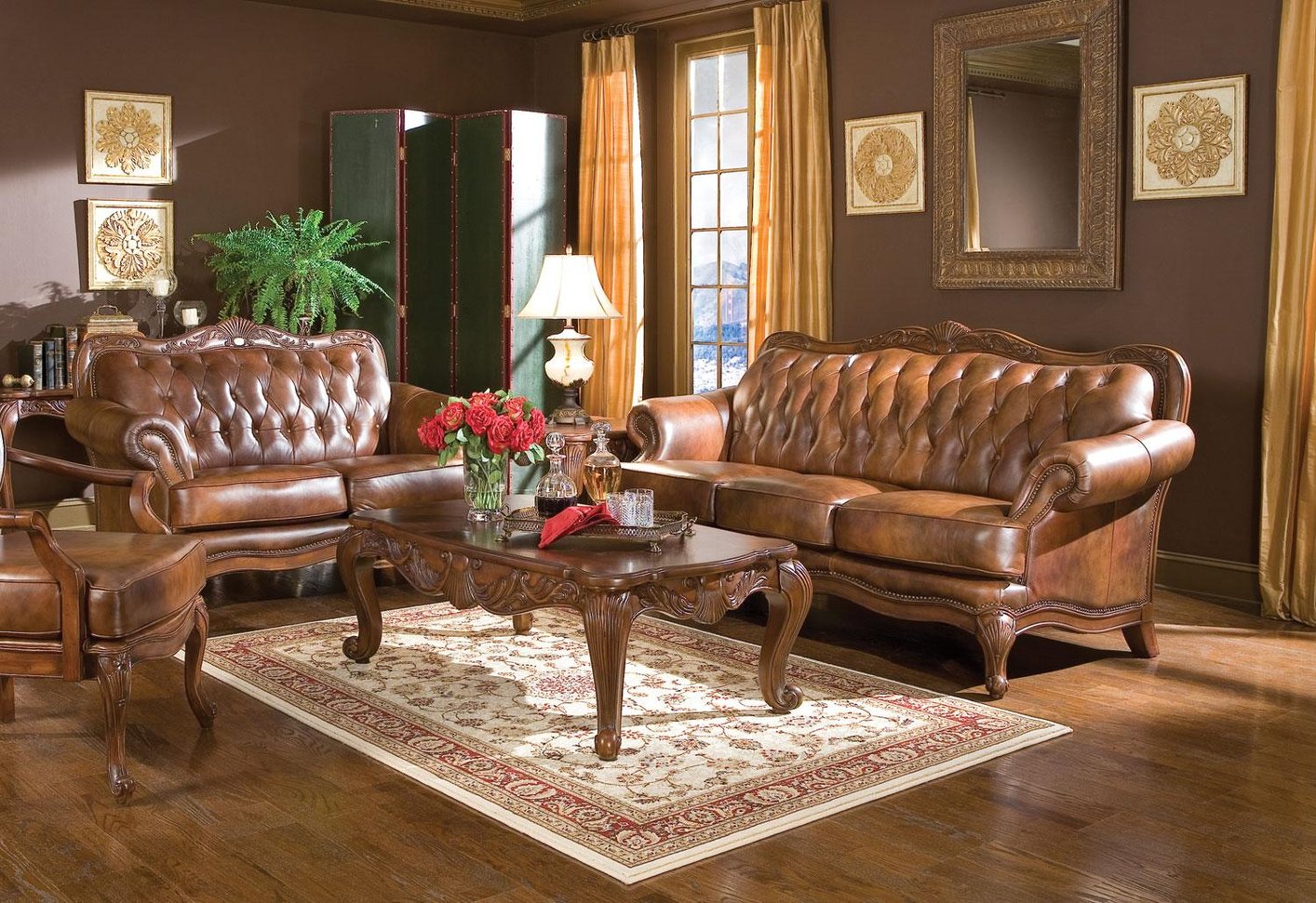 Victoria Brown Leather Sofa and Loveseat Set - Steal-A-Sofa Furniture  Outlet Los Angeles CA