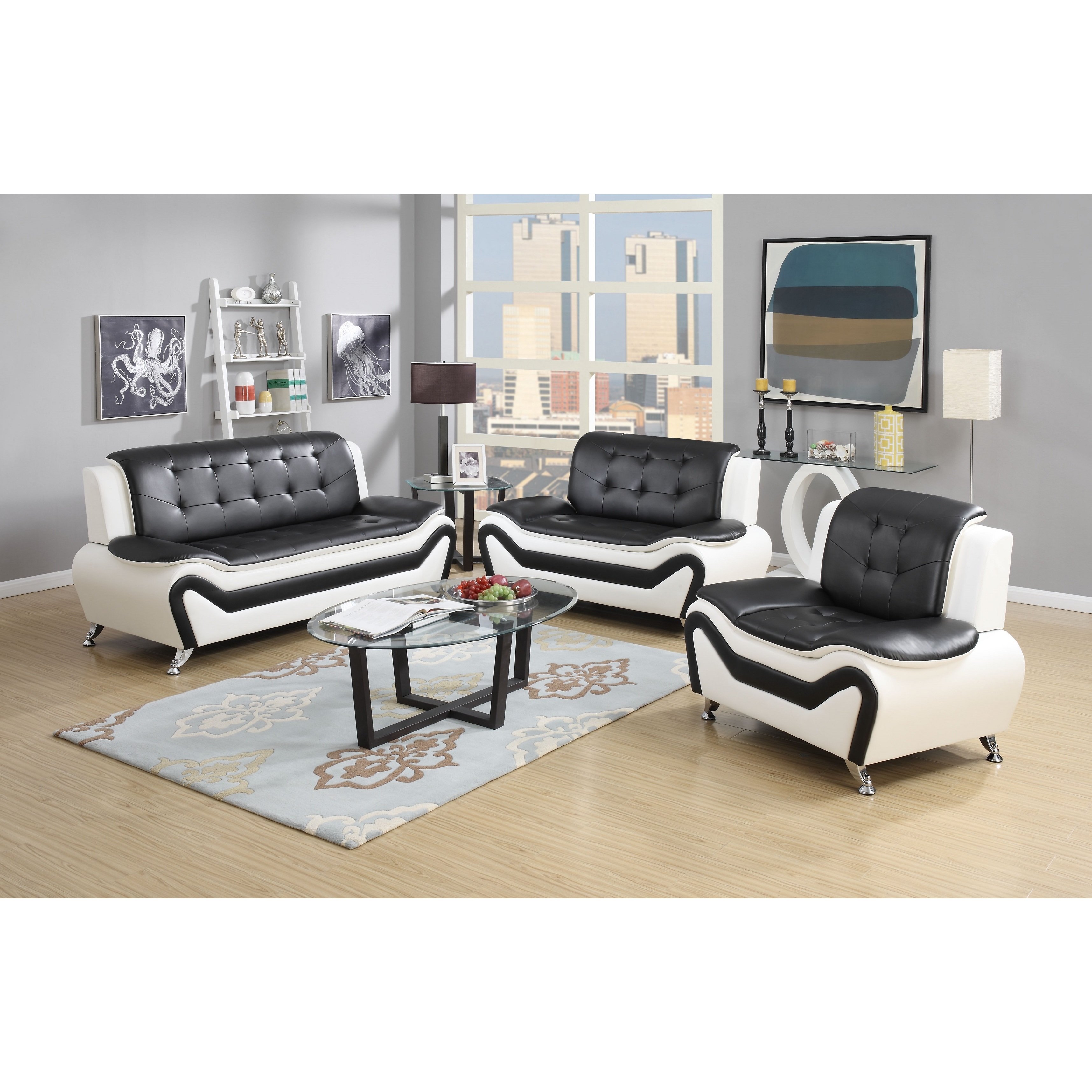 Shop Wanda 3-Piece Modern Bonded Leather Sofa Set - Free Shipping Today -  Overstock - 10736797