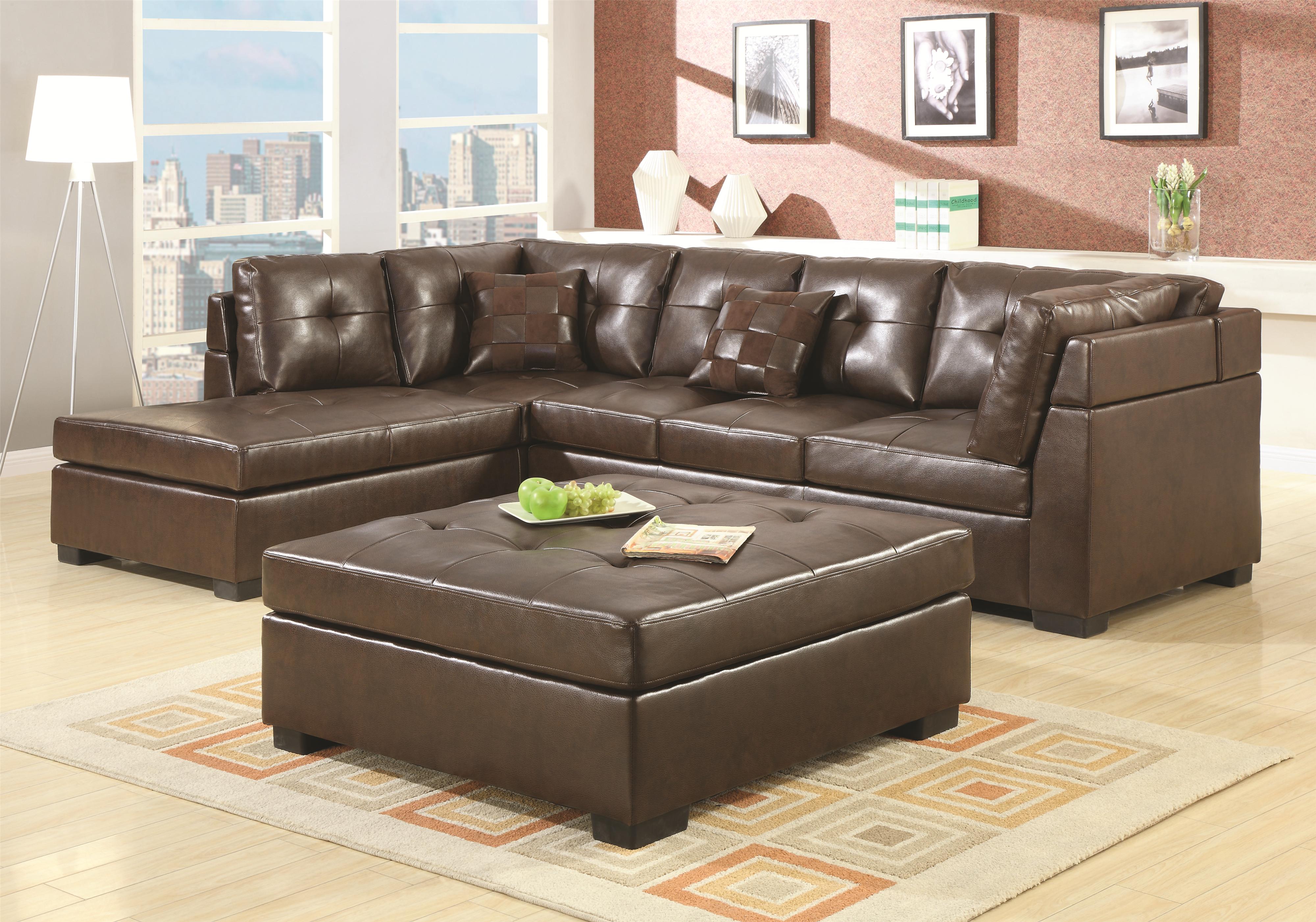 Darie Leather Sectional Sofa with Left-Side Chaise by Coaster
