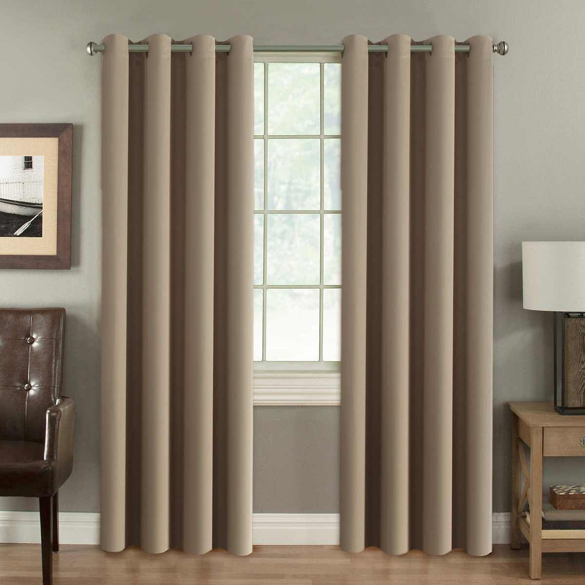 H.VERSAILTEX Blackout Thermal Insulated Room Darkening Winow Treatment  Extra Long Curtains / Drapes,Grommet Panels (Set of 2,52 by 108 -  Inch,Solid Khaki)