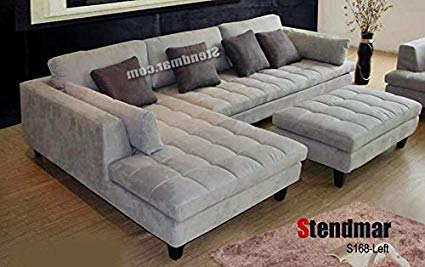 Image Unavailable. Image not available for. Color: 3pc Contemporary Grey Microfiber  Sectional Sofa