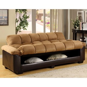 Convertible Microfiber Sofa Bed with Under-Seat Storage