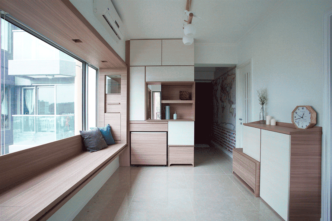 Minimalist interior design transformer apartment in Hong Kong by Sim-Plex  Design Studio