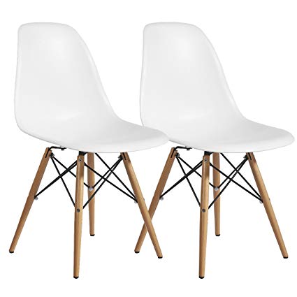 Modern Design 8742354128 10048-22 Modern Plastic Dining Side Chair WoodLeg  Eiffel Base Set of