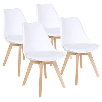 Furmax Mid Century Modern DSW Dining Chair Upholstered Side Chair with  Beech Wood Legs and Soft