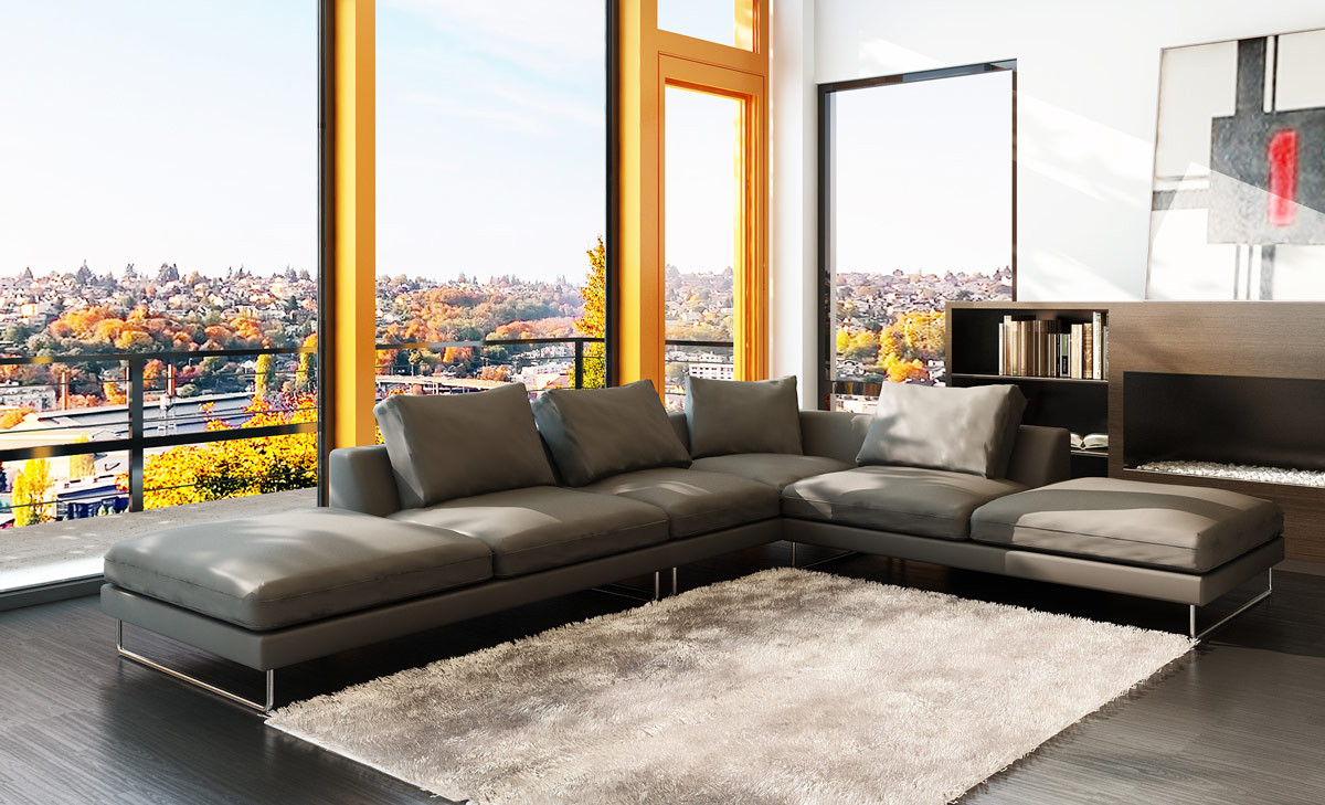 Your bookmark products. 5051 Modern Grey Leather Sectional Sofa