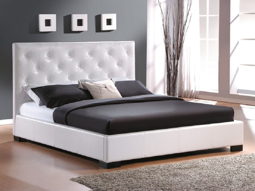 modern bedroom ideas with modern king size bed frame plus white tufted  headboard plus grey rug