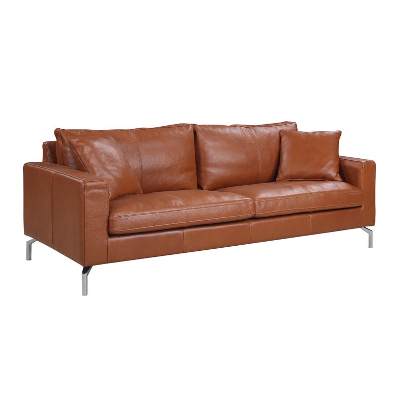 Nyyear Mid Century Modern Plush Top Grain Leather Sofa
