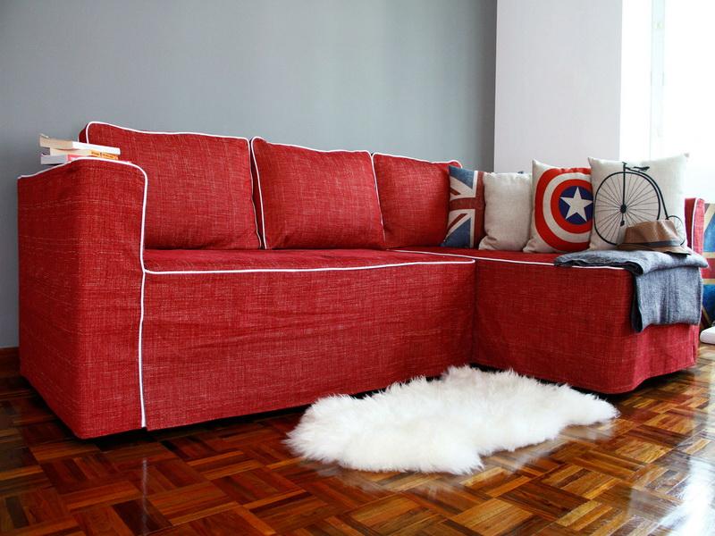 Image of: red couch slipcovers