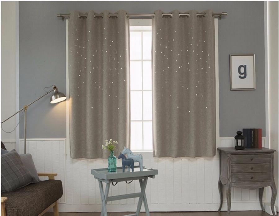 Modern Window Curtain Living Room 3D Hollow Star Pattern Window Treatments  Solid Curtains For Bedroom Single