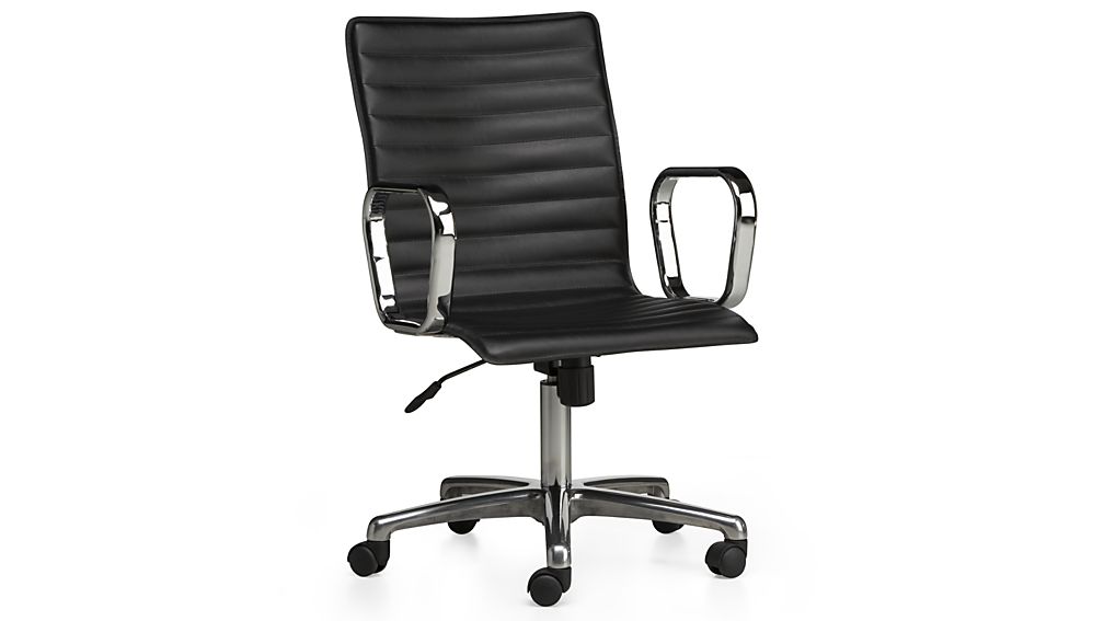Ripple Black Leather Office Chair with Chrome Base + Reviews | Crate and  Barrel