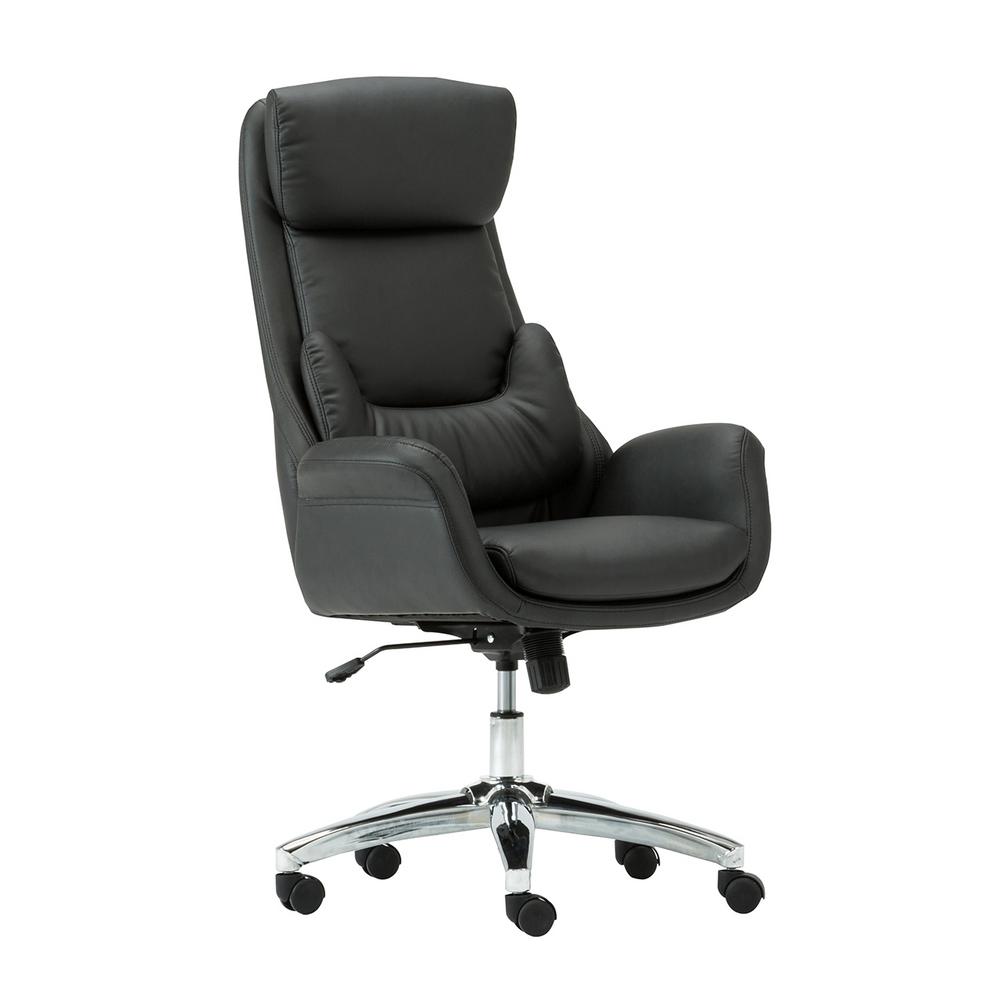 Techni Mobili Black Ergonomic Home Office Executive Chair with Lumbar  Support