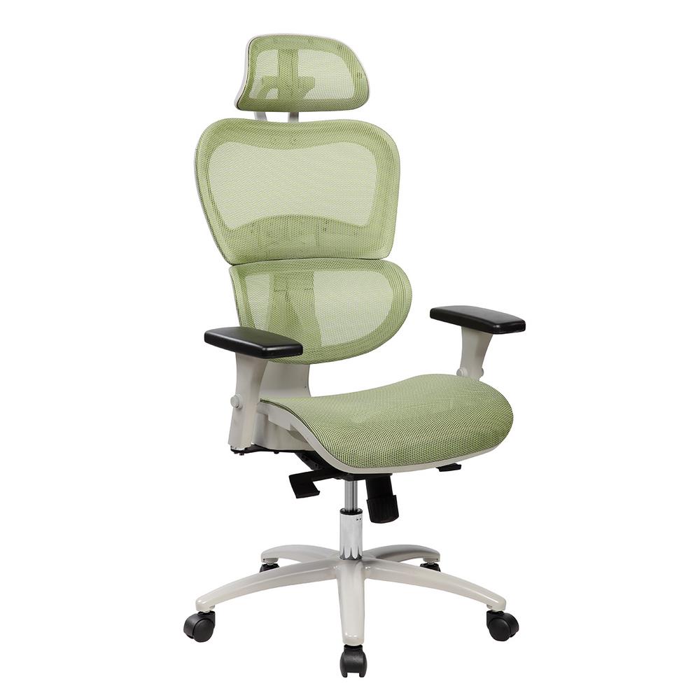 Techni Mobili Green High Back Mesh Office Executive Chair with Neck Support