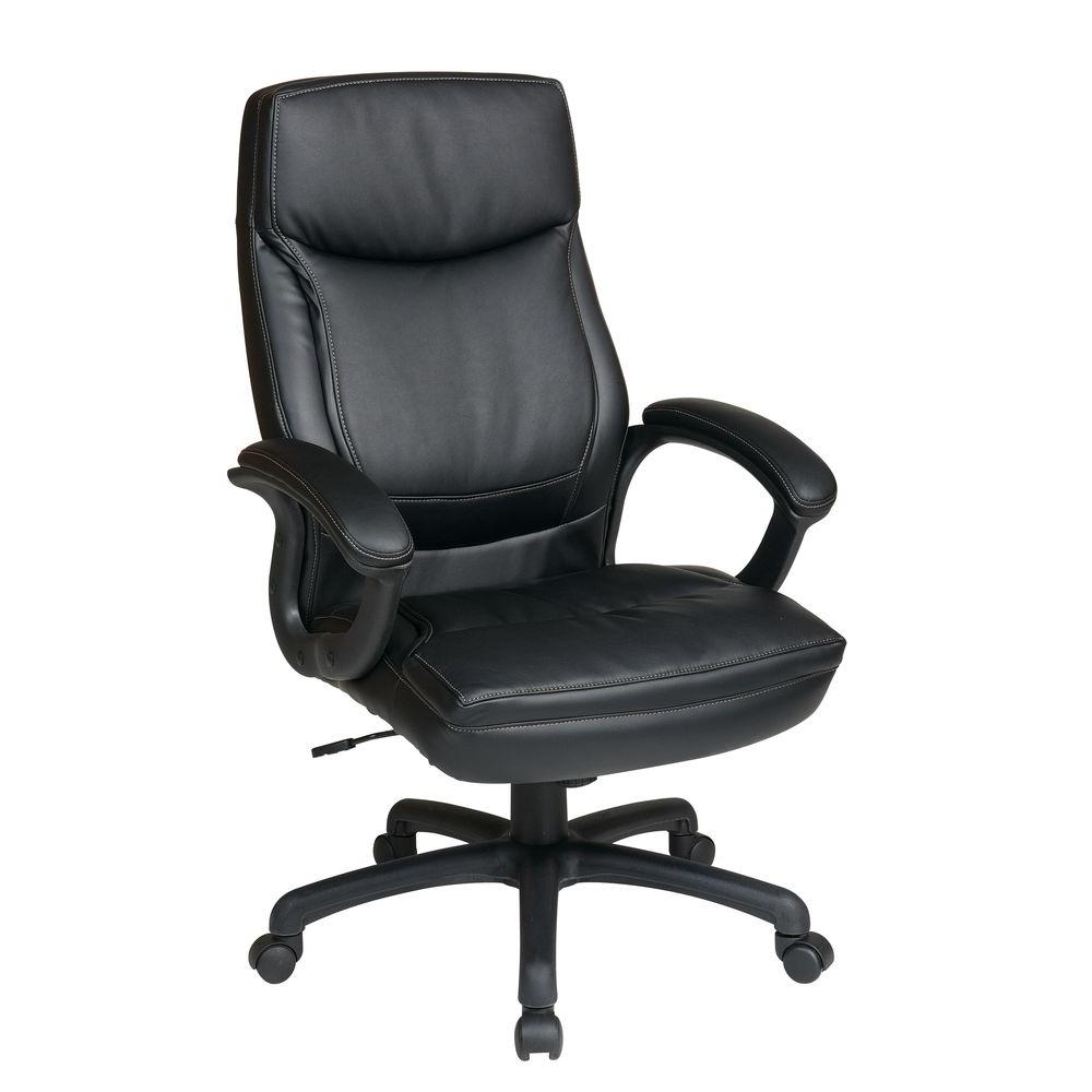 Work Smart Black Eco Leather High Back Executive Office Chair