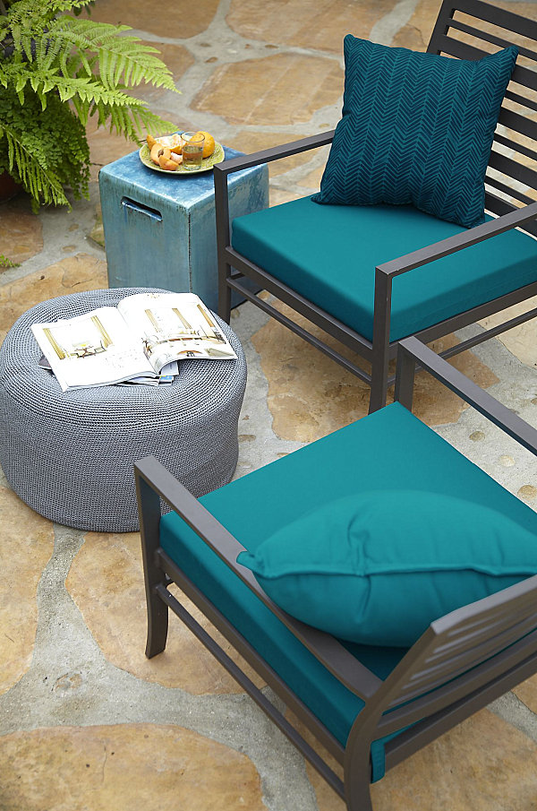 View in gallery Vibrant blue patio cushions