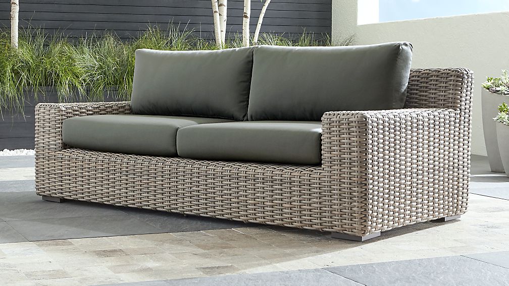Cayman Outdoor Sofa with Graphite Sunbrella Cushions + Reviews | Crate and  Barrel