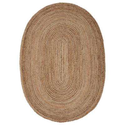 Natural Jute Natural/Gray 7 ft. x 9 ft. Oval Indoor Area Rug