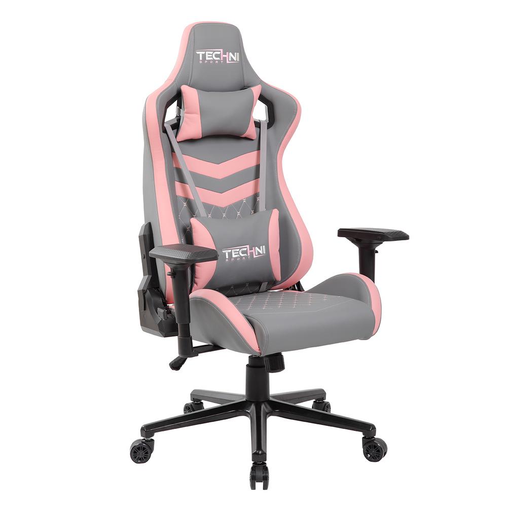 Techni Sport TS-83 Grey and Pink Ergonomic Executive Gaming Chair-RTA-TS83GRY-PNK  - The Home Depot