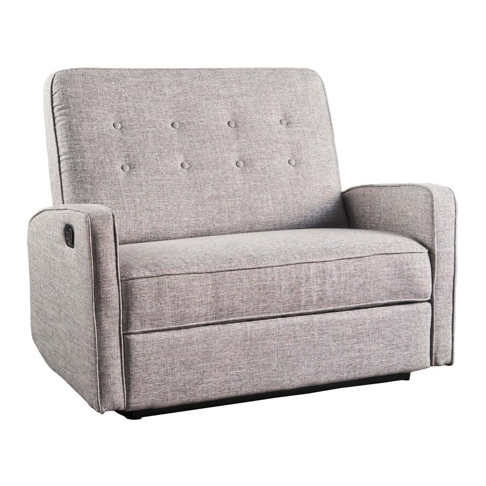 Noble House Calliope Button Back Light Gray Tweed Fabric Reclining Loveseat