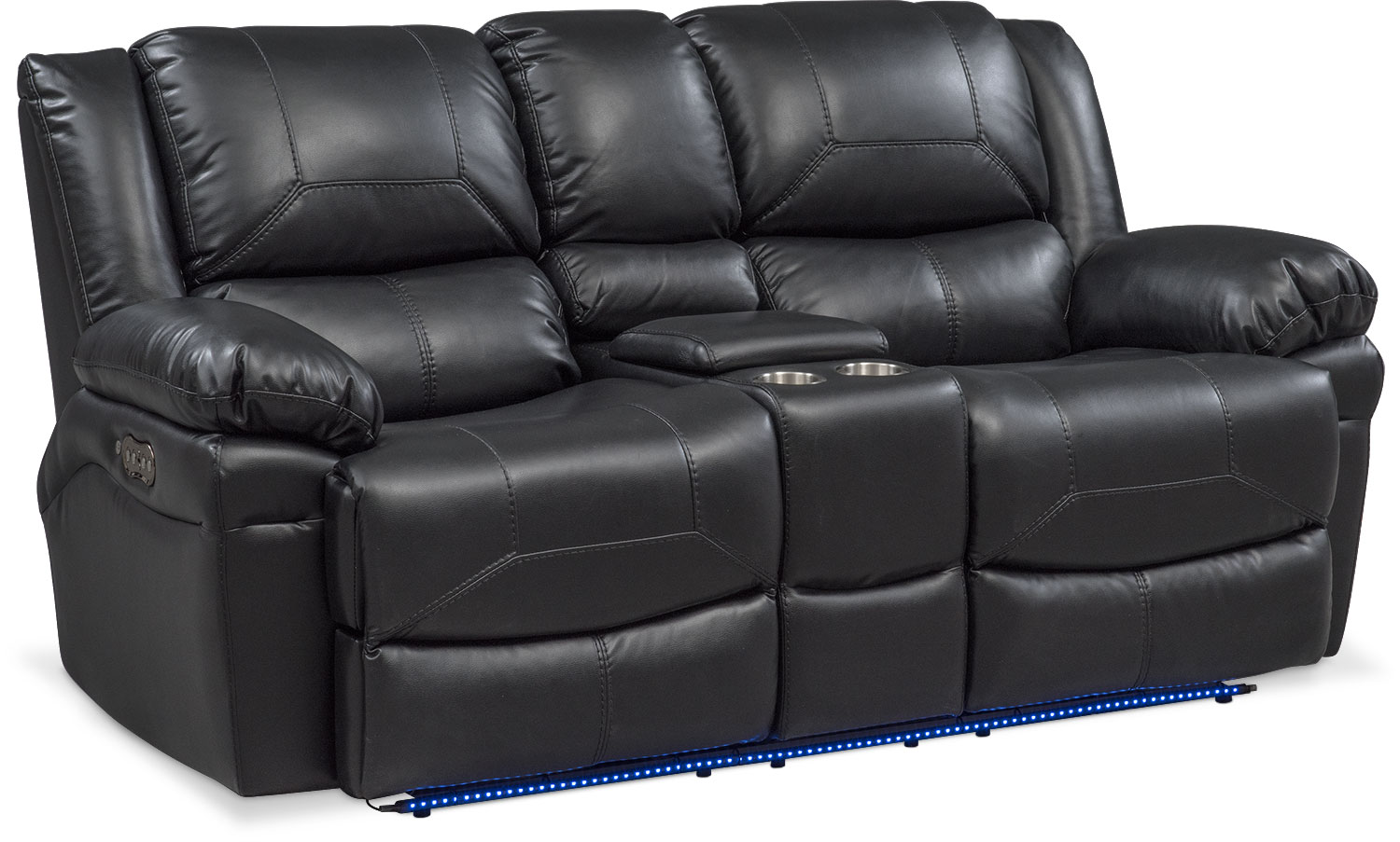 Monza Dual Power Reclining Loveseat with Console - Black
