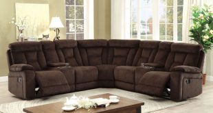 Product Image Recliner Sectional Sofa Brown Chenille Fabric Sectional  Sectionals w/2 Console Couch Plush Comfort Living