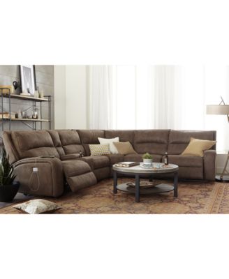 Furniture Brant 6-Pc. Fabric Sectional Sofa with 2 Power Recliners,  Power Headrests
