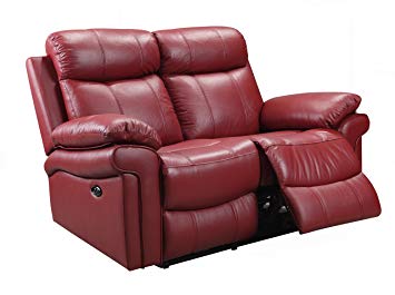 Oliver Pierce OP0041 Hudson Reclining Leather Loveseat Red