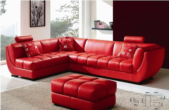 Red Leather Sectional Sofa